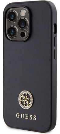 Guess Coque arrière en iPhone 15 Pro Max - 4G Metal Logo - Strass - Noir